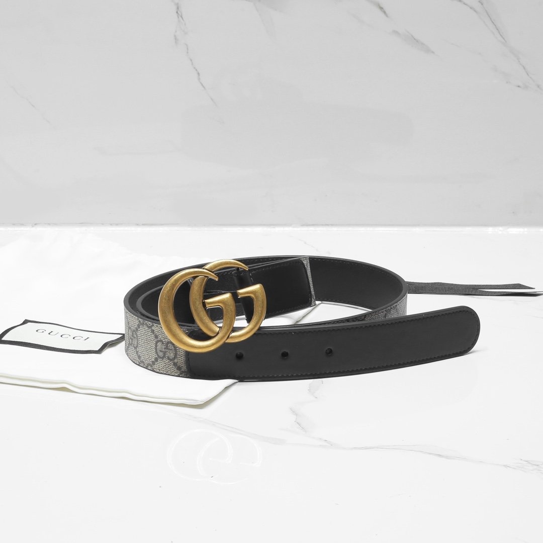 Gucci Classic Canvas Belt With Signature Logo Buckle In Black