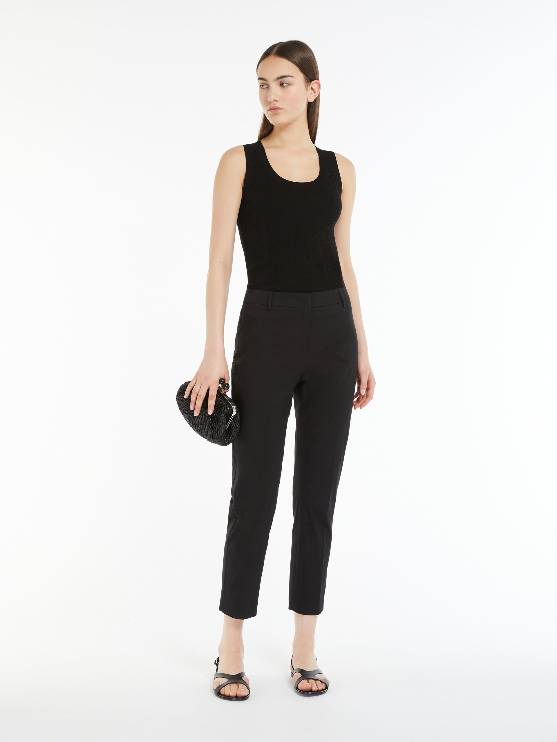 Weekend Max Mara Slim-fit Stretch Cotton Pants In Black