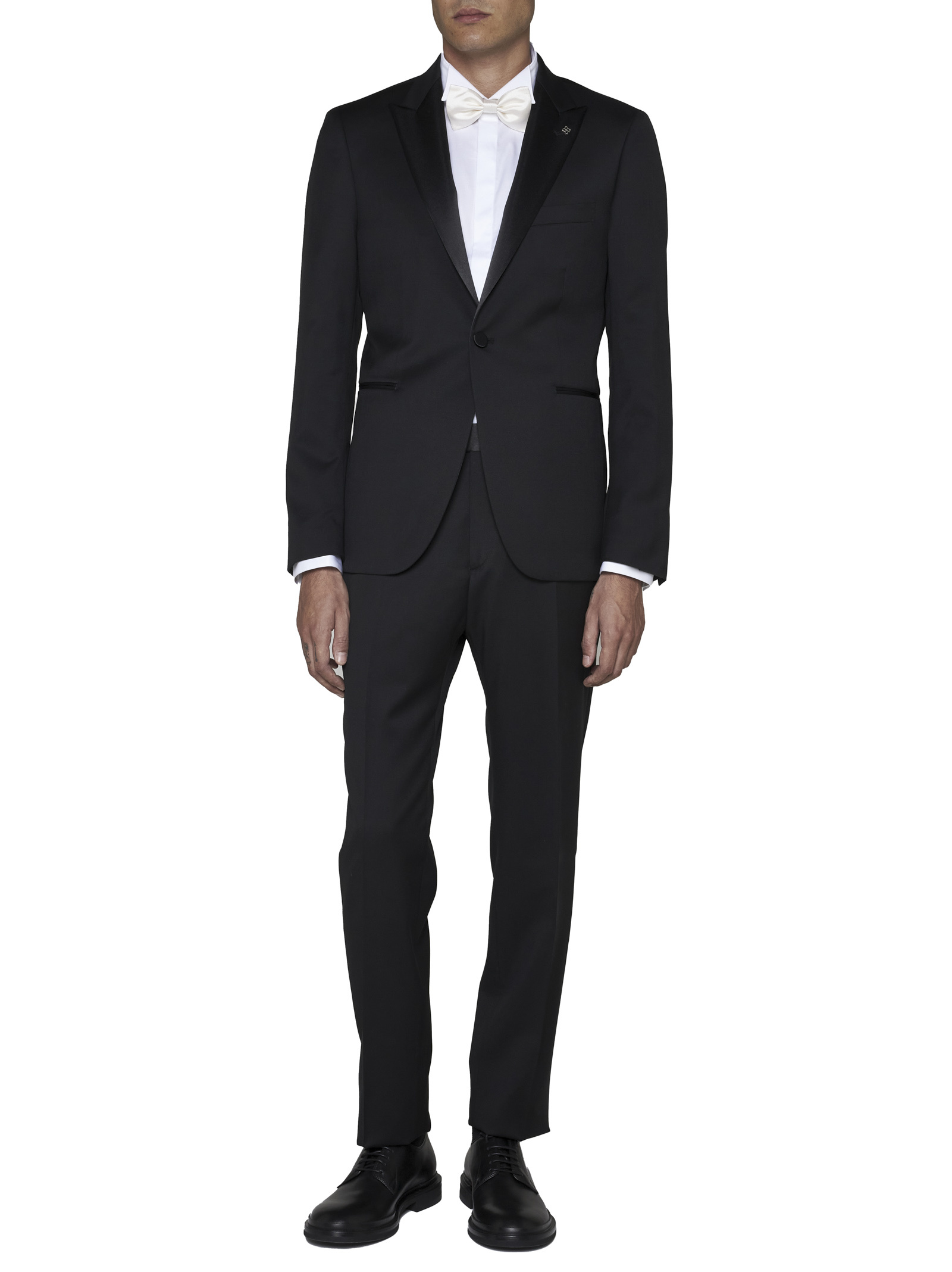 Tagliatore Blue Virgin Wool Tuxedo Suit In Black