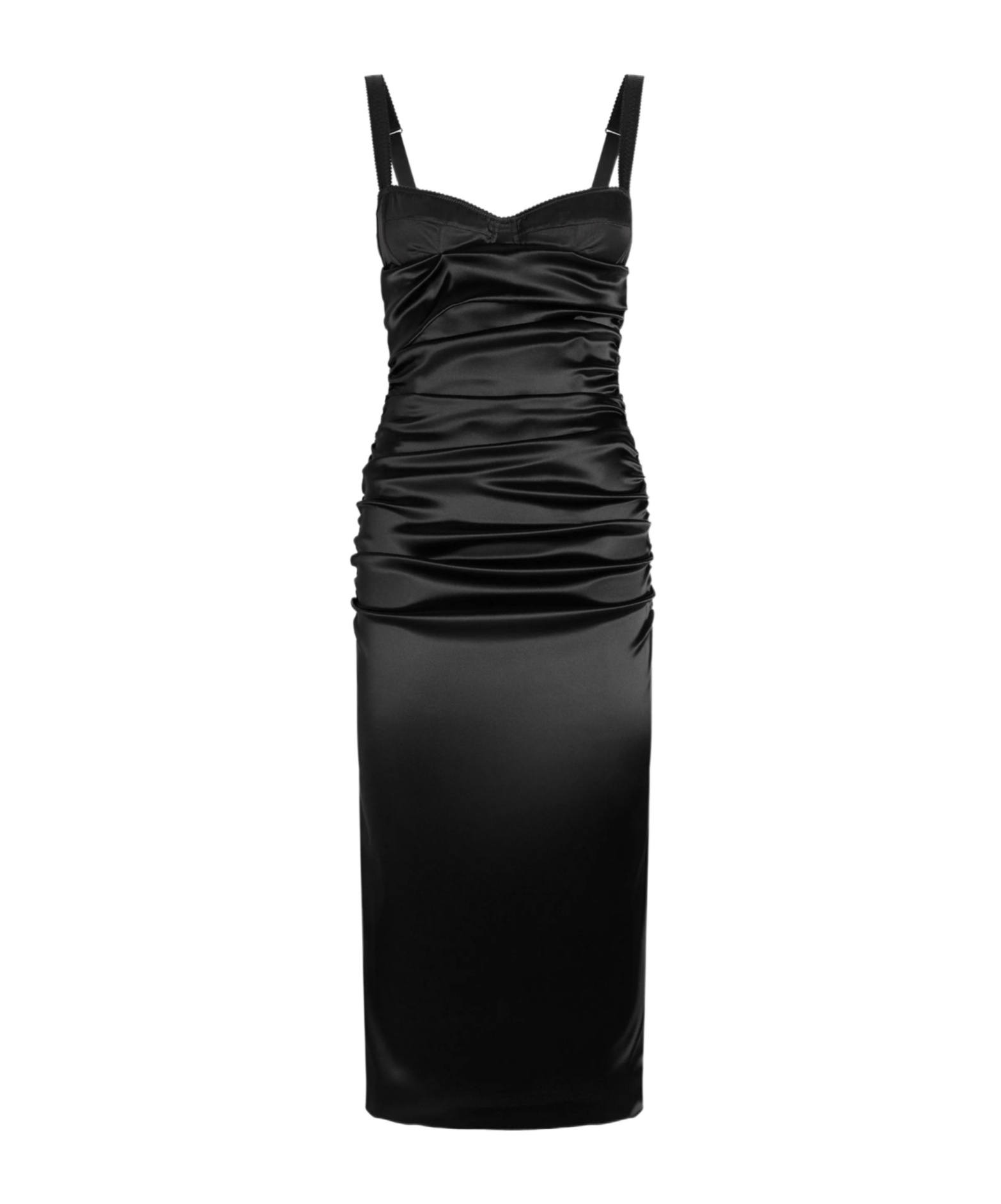 Dolce & Gabbana Silk Blend Dress Spaghetti Straps In Black