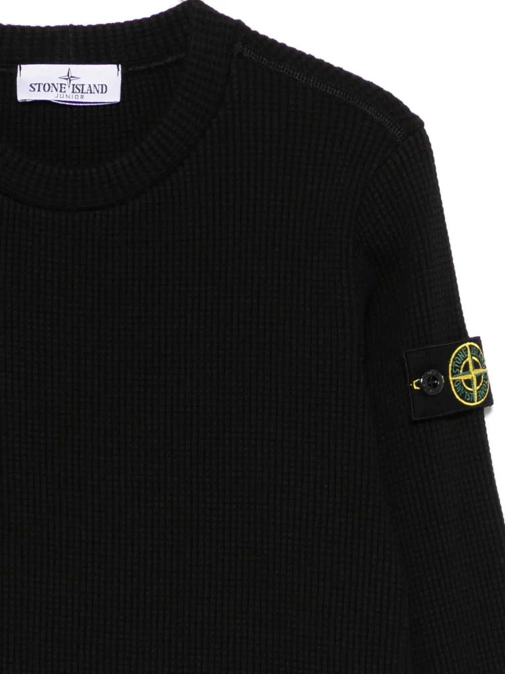 Stone Island Waffle-texture Sweater In Black