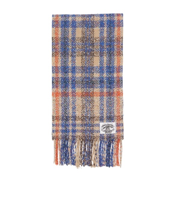 Shop Acne Studios Plaid Fringe Scarf In Multicolor