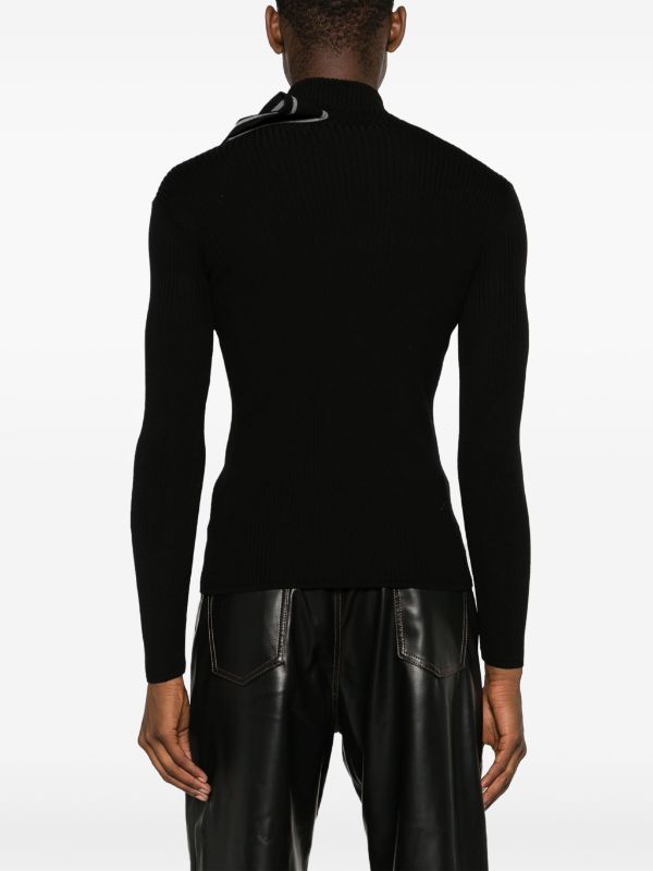 Y/project Cut-out Ribbed-knit Sweatshirt In Black