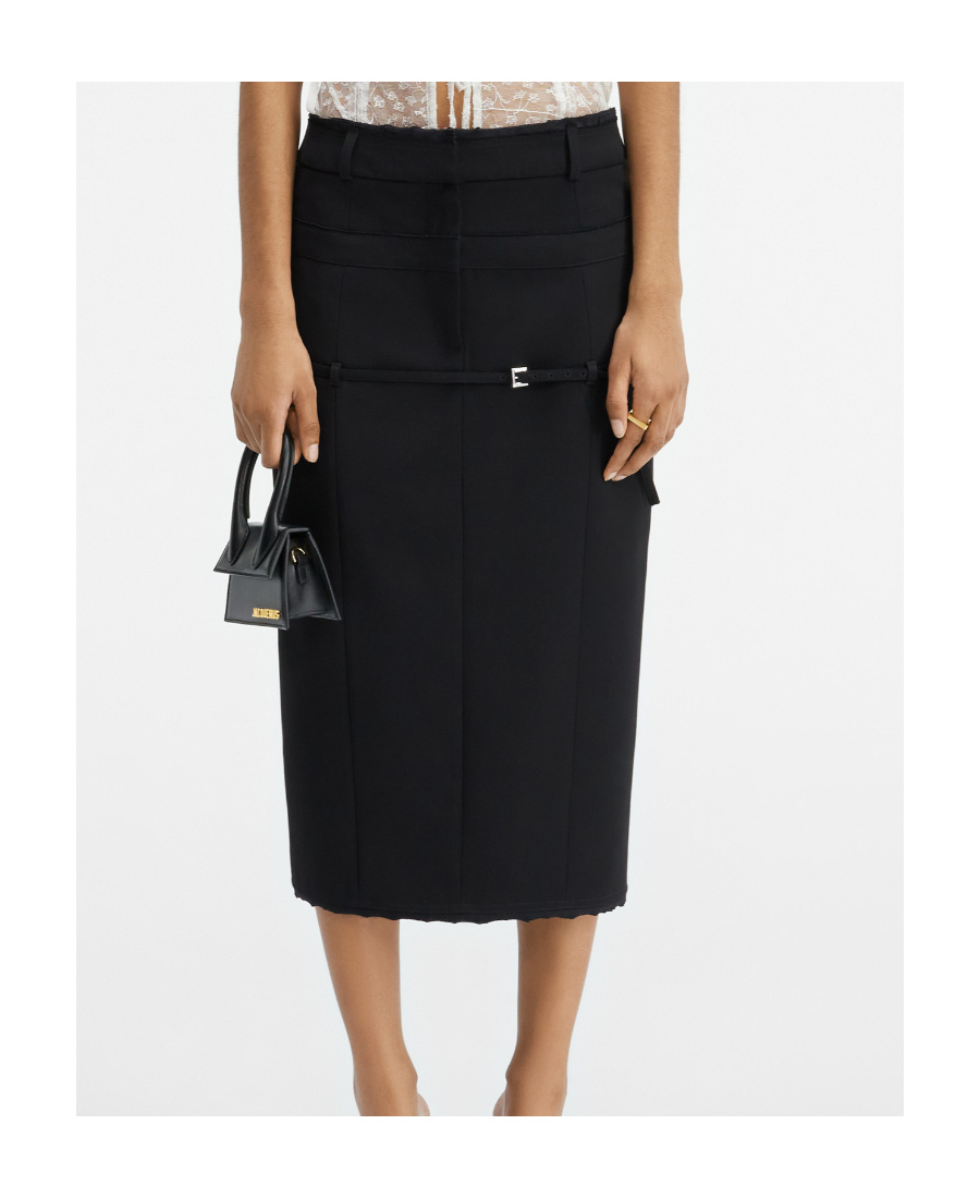 Jacquemus Wool Strap Skirt In Black