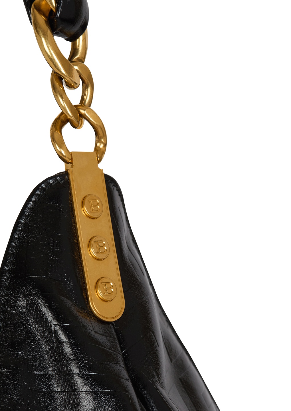 Balmain 1945 Soft Hobo Crinkled Leather Tote Bag With Monogram In Black