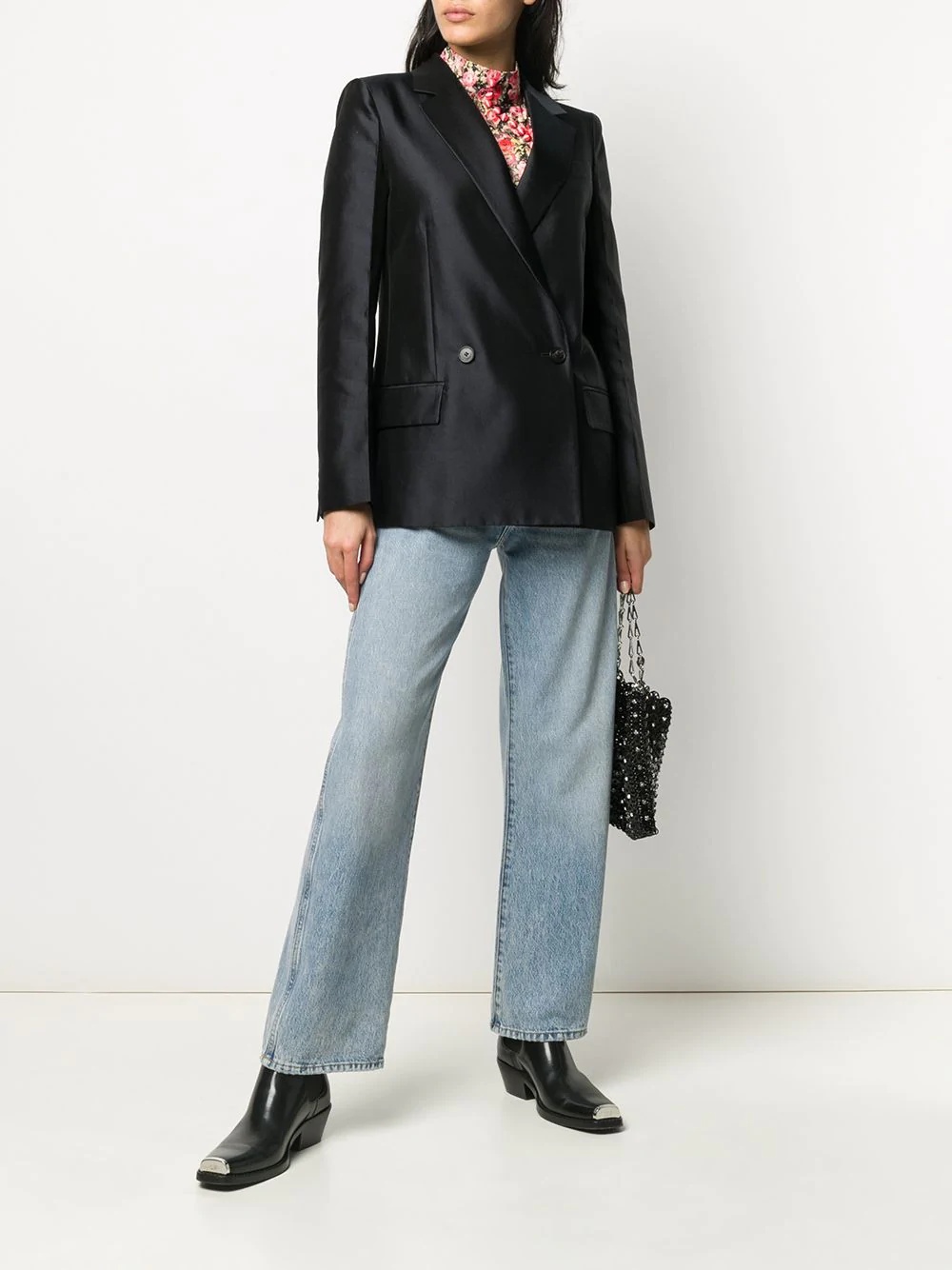 Givenchy Double-breasted Wool-silk Structured Blazer In Black