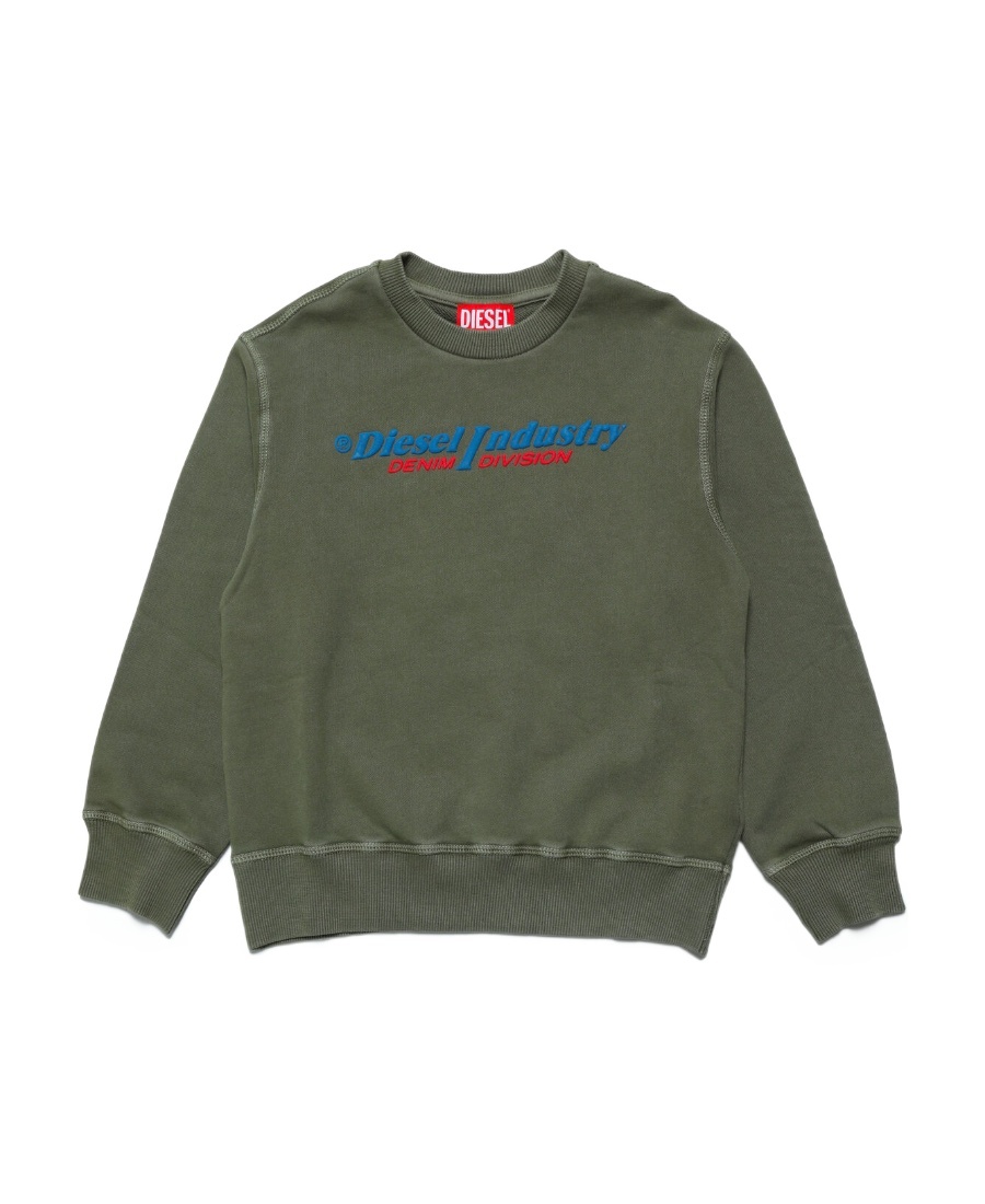 Diesel Logo-appliqué Cotton Sweatshirt In Green