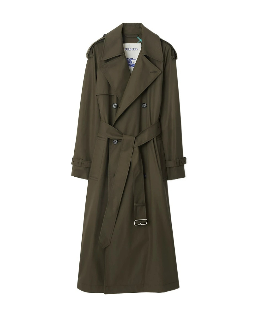 Burberry Castleford Double-breasted Trench Coat In Green