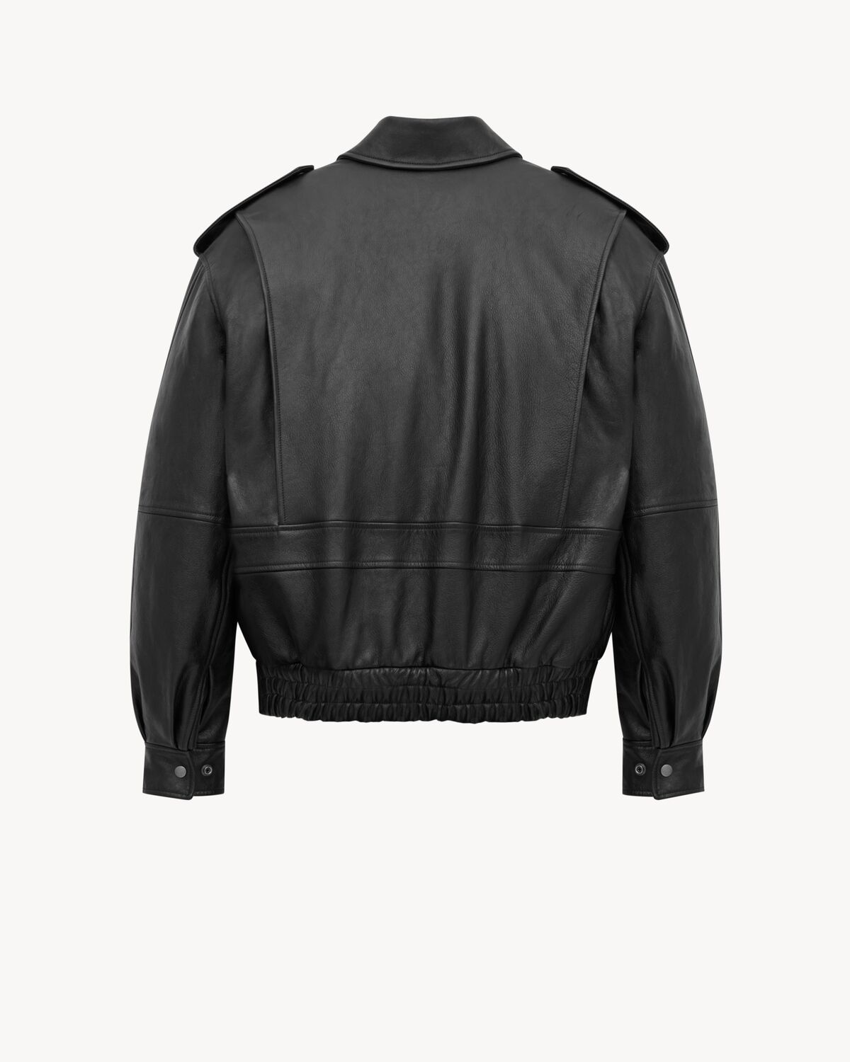 Saint Laurent Oversized Jacket In Grained Leather In Black