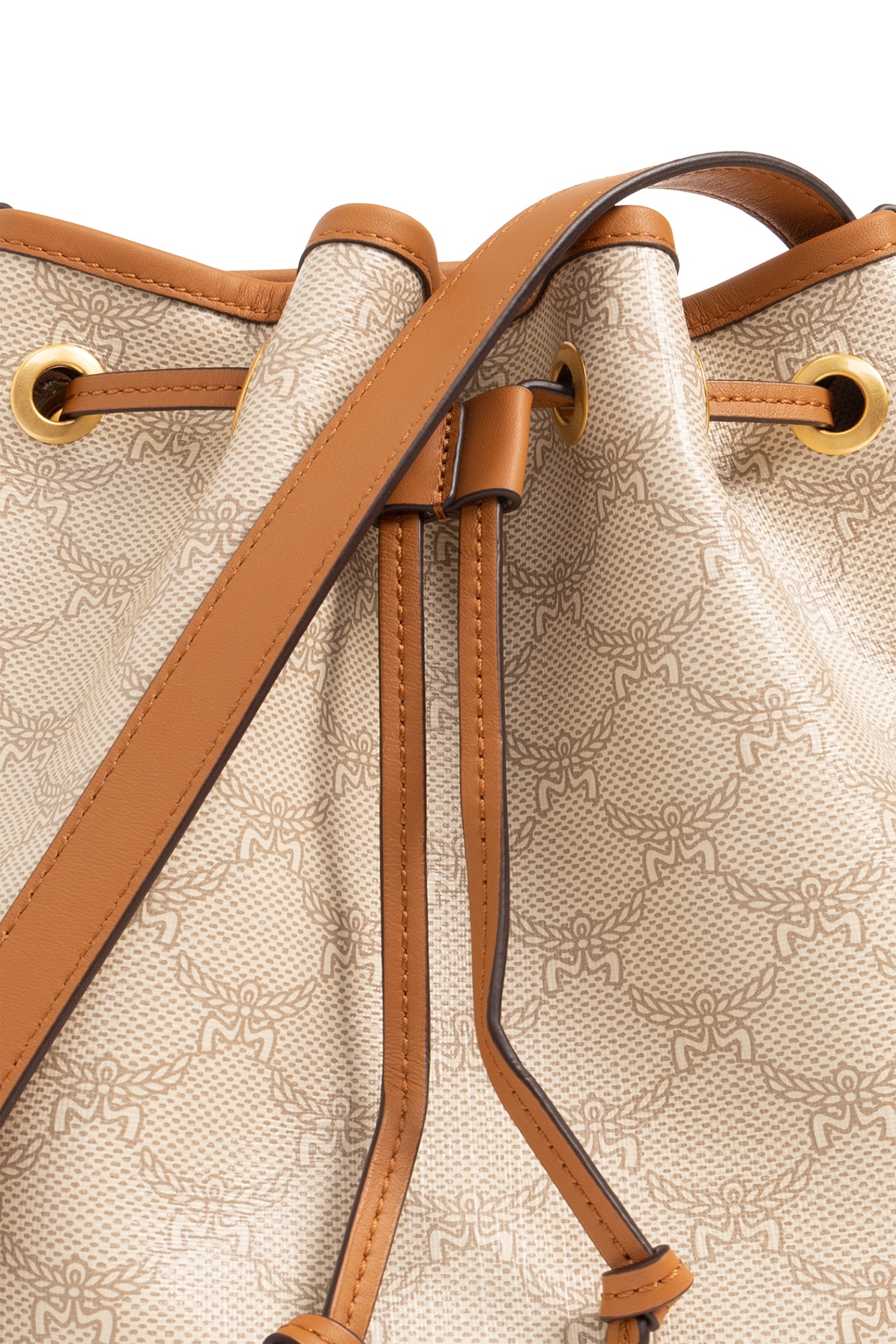 Mcm Logo Shoulder Bag In Nude
