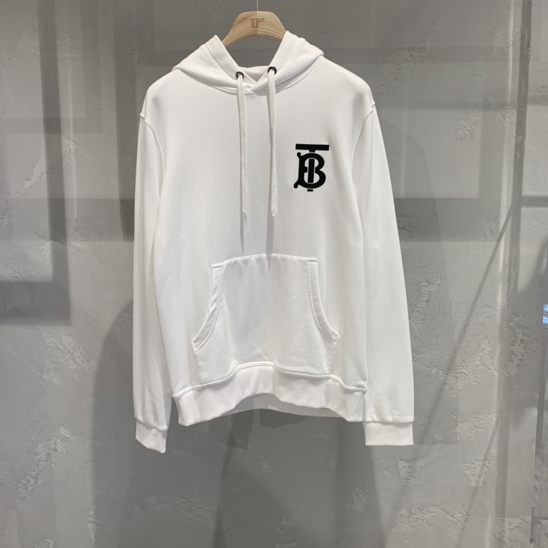 Burberry Logo Hooded Sweater In White