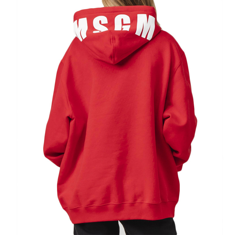 Msgm Logo-print Cotton Hoodie In Red