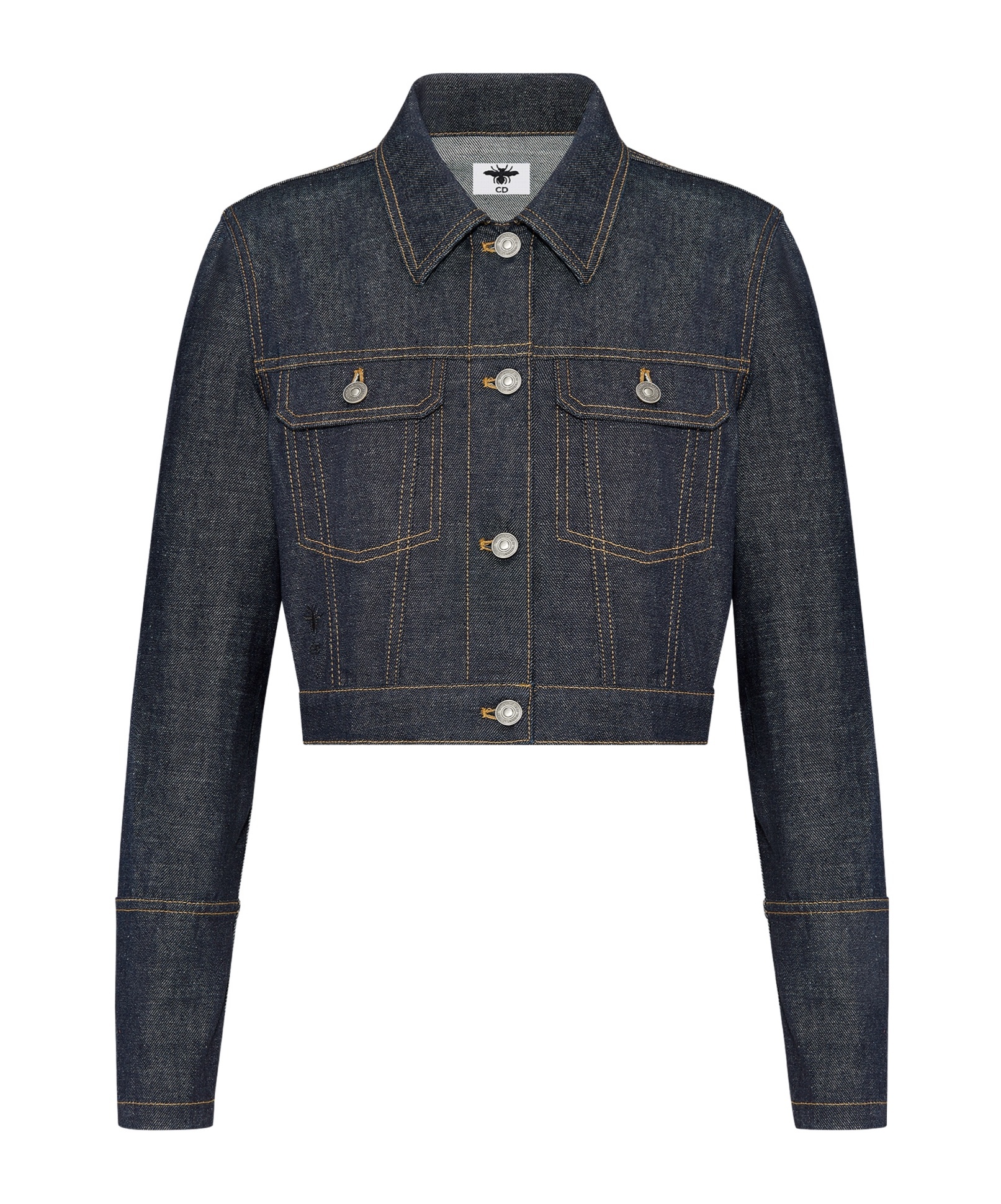 Dior Long-sleeved Denim Coat In Black