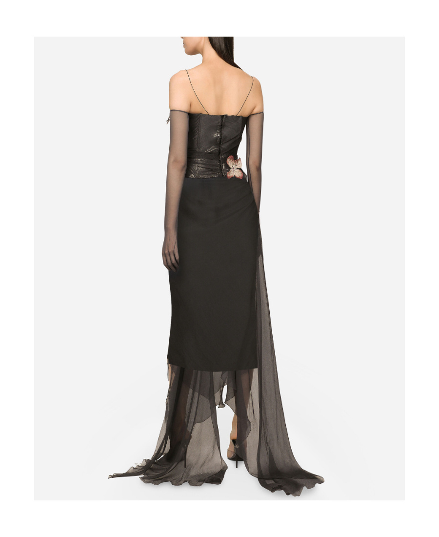 Dolce & Gabbana Kim Dolcegabbana Appliqué Detail Contrasting-panel Dress In Black
