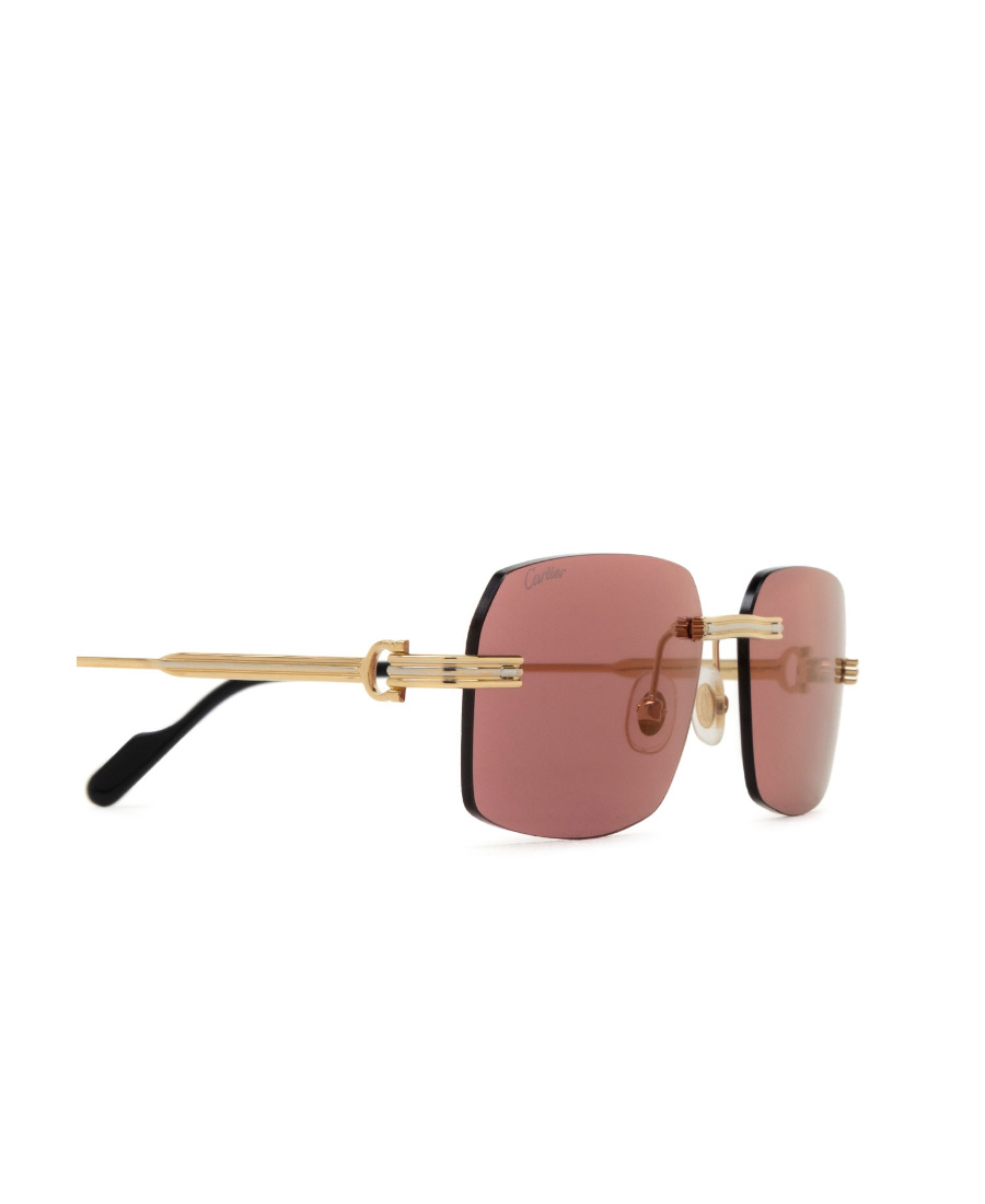 Cartier Rectangular Frame Sunglasses In Pink