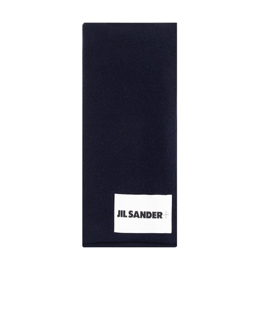 Jil Sander Rectangular Wool Scarf Soft Texture In Black