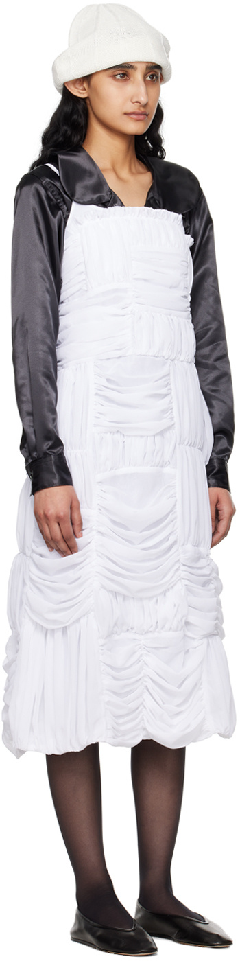 Comme Des Garçons Pleated Mid-length Dress In White