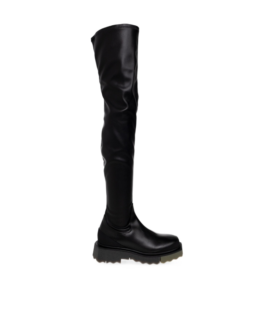 Off-white Round Toe Knee-length Boots In Black