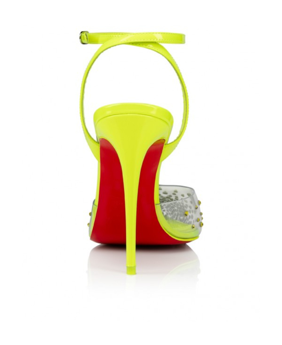 Shop Christian Louboutin Crystal-embellished 110mm Leather Sandals In Yellow