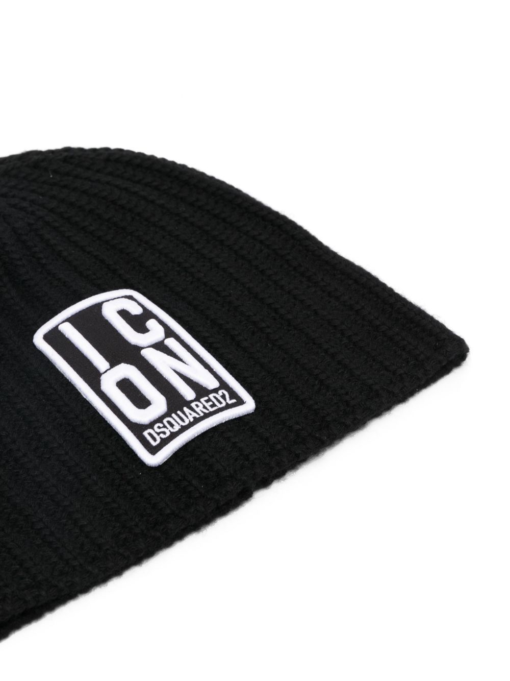 Dsquared2 Logo-patch Knitted Beanie In Black