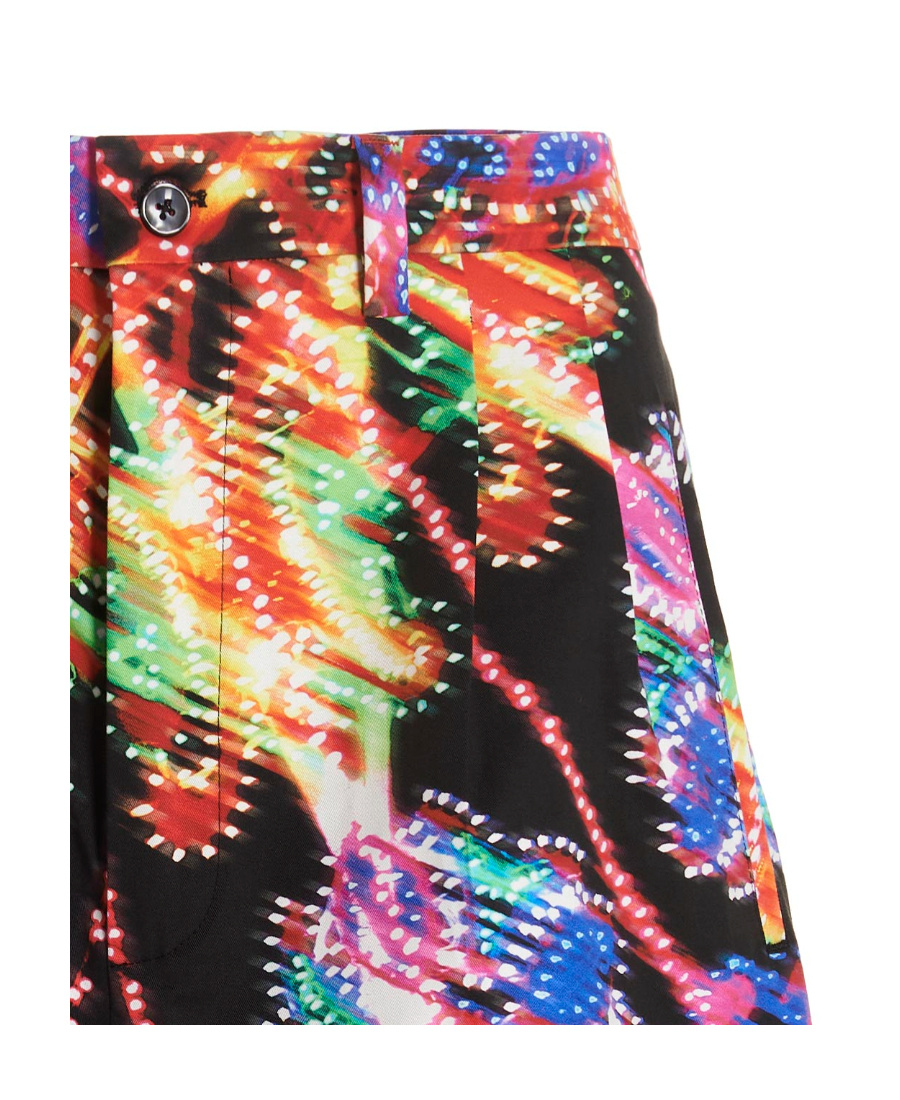 Dolce & Gabbana Multicolor Bermuda Shorts With All-over Hawaiian Print And Drawstrig In Silk Man In Multicolor