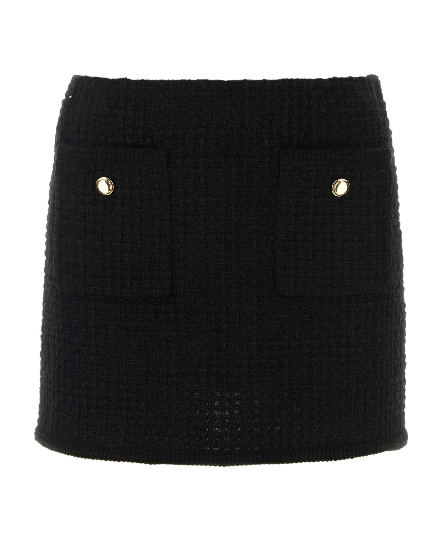 Miu Miu Skirt With Front Pockets And Textured Fabric In Black