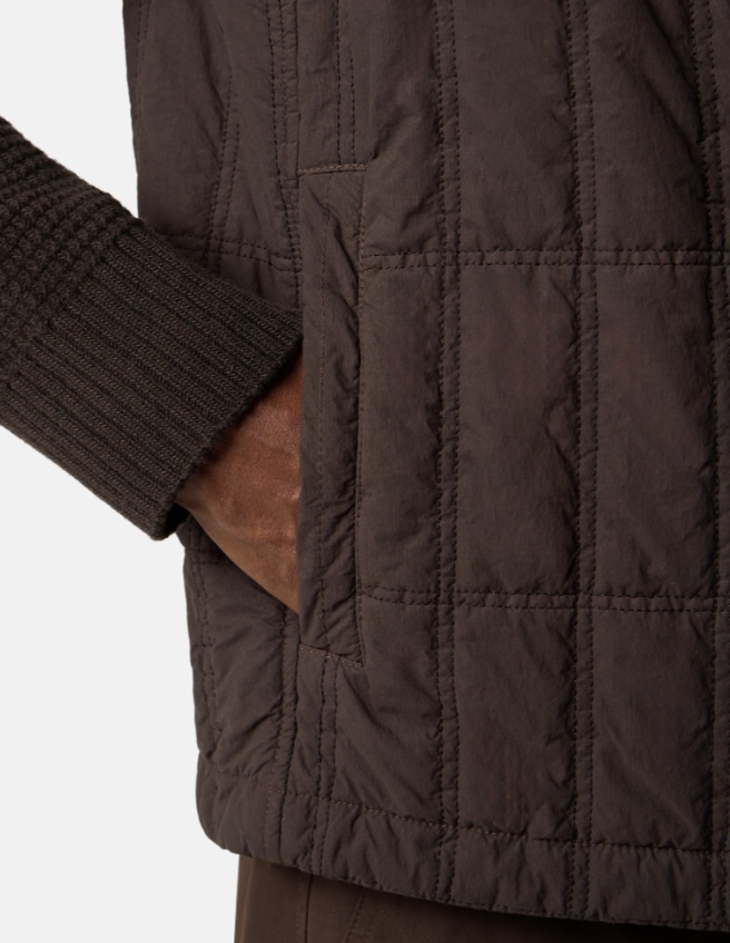 Stone Island High Neck Puffer Vest In Brown