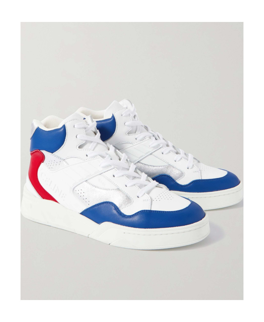 Celine White Leather Athletic Sneakers In White