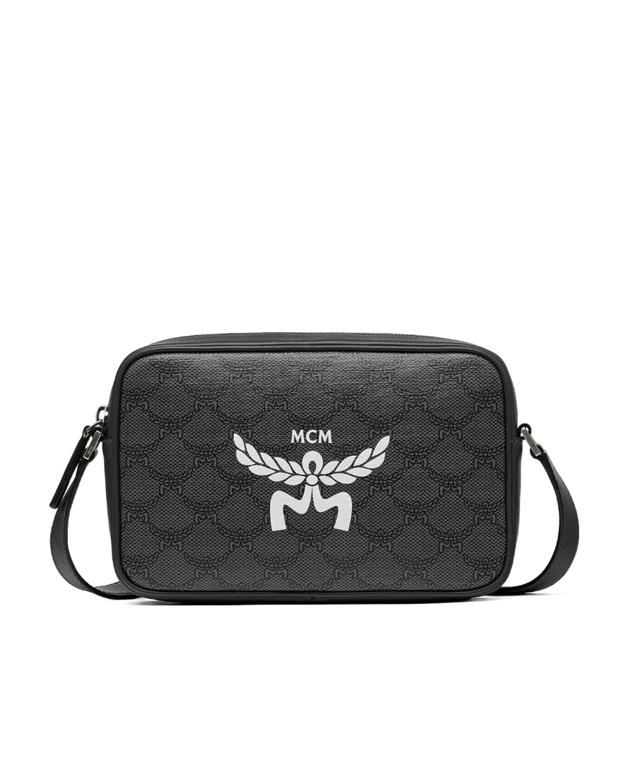 Mcm Himmel Logo Printed Small Shoulder Bag In Black