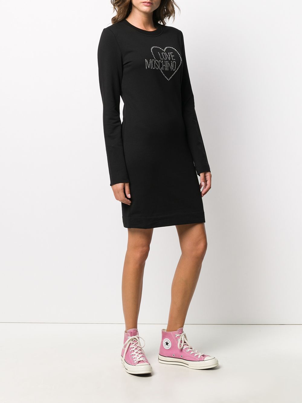 Moschino Logo Detail Dress In Black