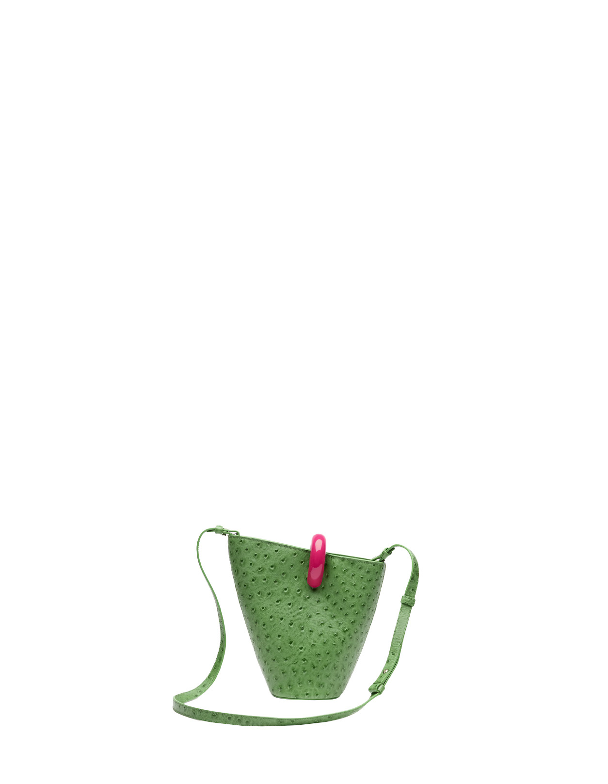 Jacquemus Le Petit Bambola Ostrich-embossed Bag In Green