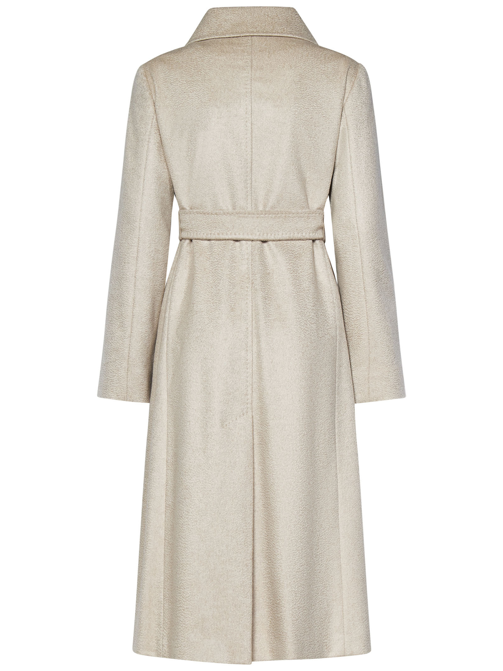 Max Mara Dove Grey Double-breasted Cashmere Coat In Nude