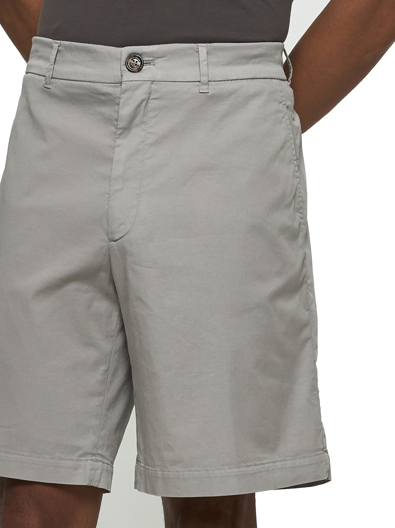 Brunello Cucinelli Green Gabardine Bermuda Shorts In Gray