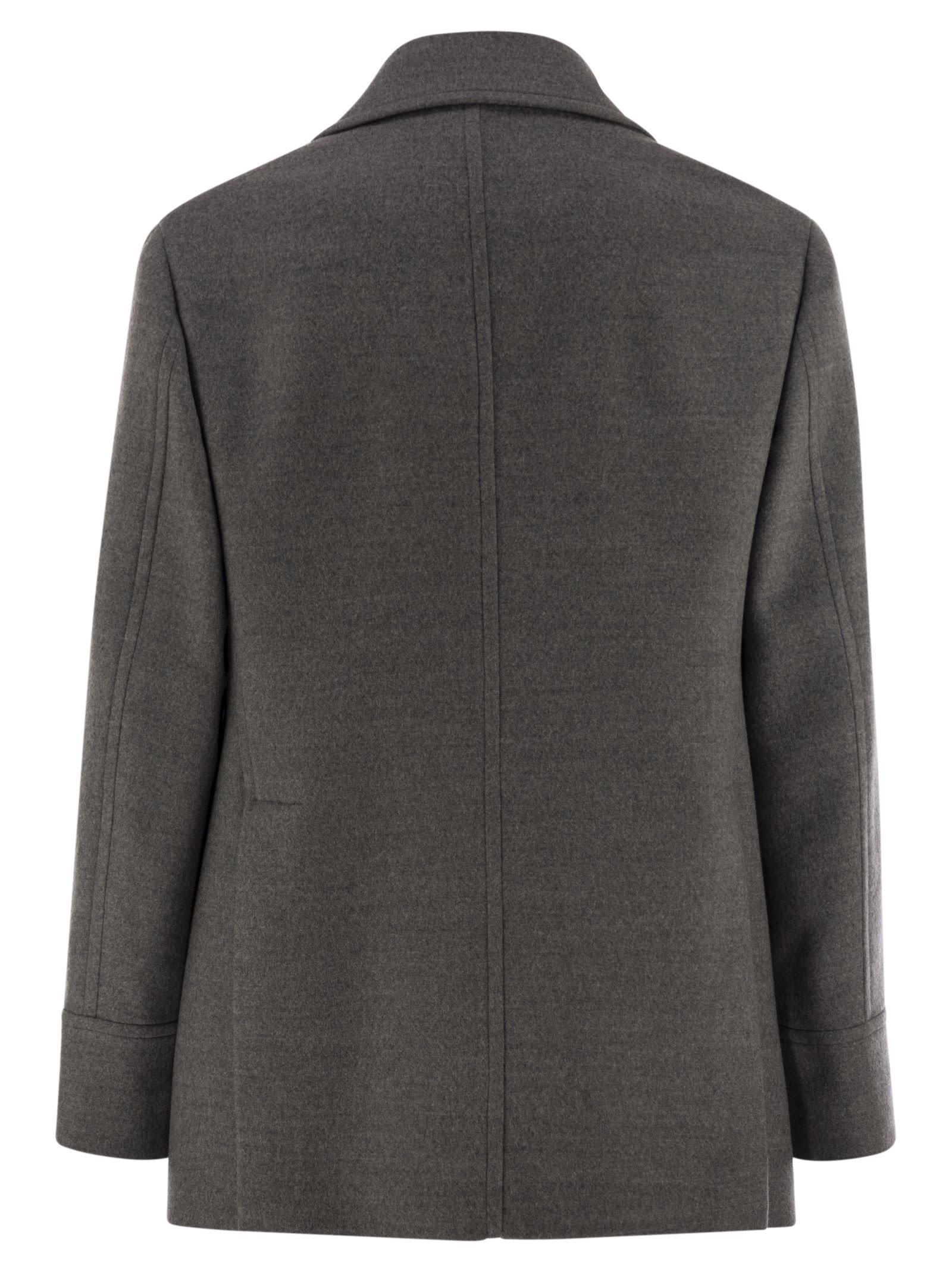 Brunello Cucinelli Men One-and-a-half-breasted Wool Coat In Gray