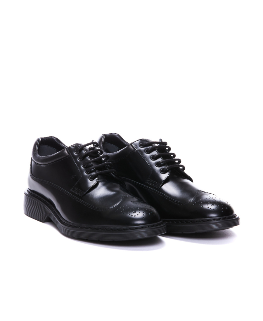 Hogan Leather Lace-up Oxford Shoes In Black