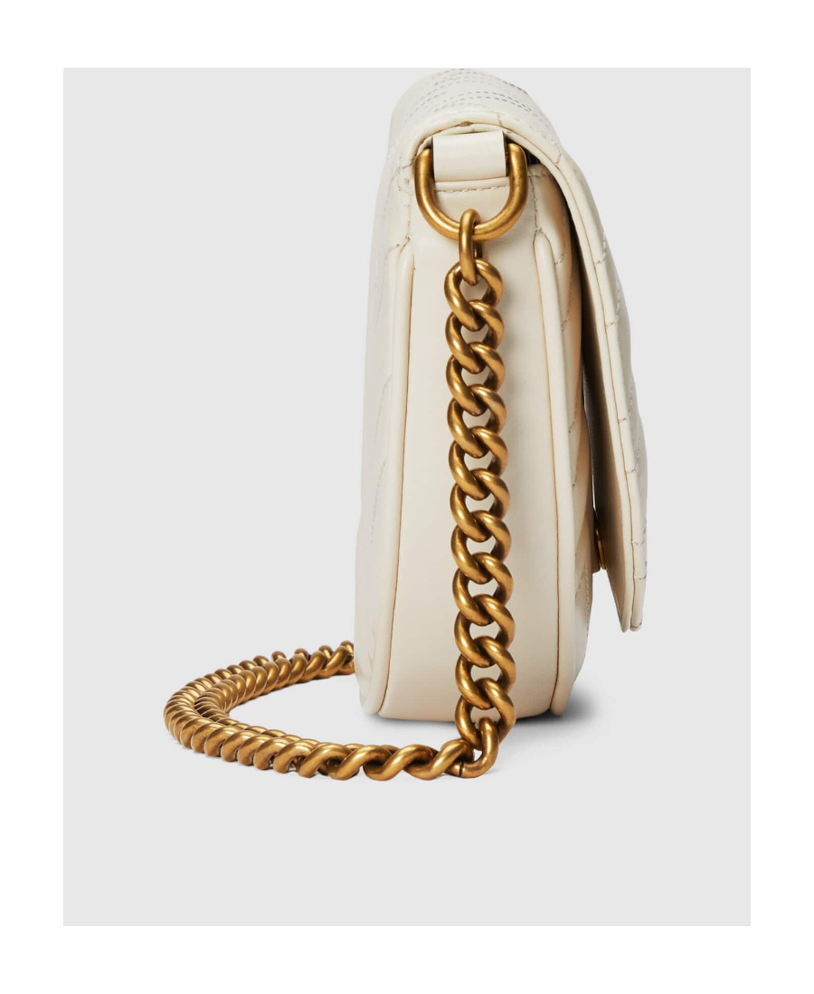 Gucci White Gg Marmont Mini Cross Body Bag In White