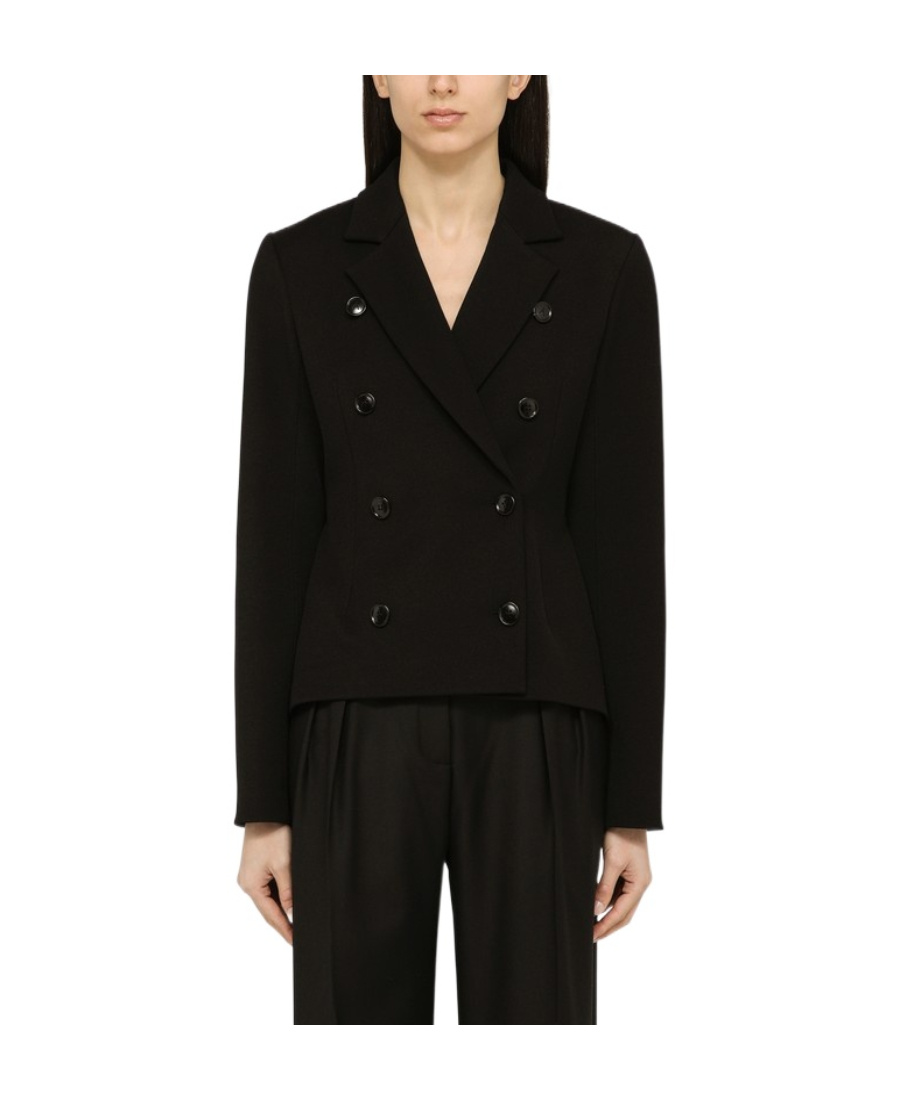 Alaïa Black Double-breasted Jacket In Wool Blend In Black