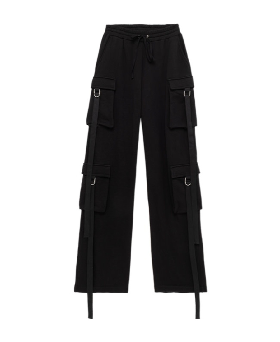 Blumarine Straight-leg Cotton Cargo Trousers In Black