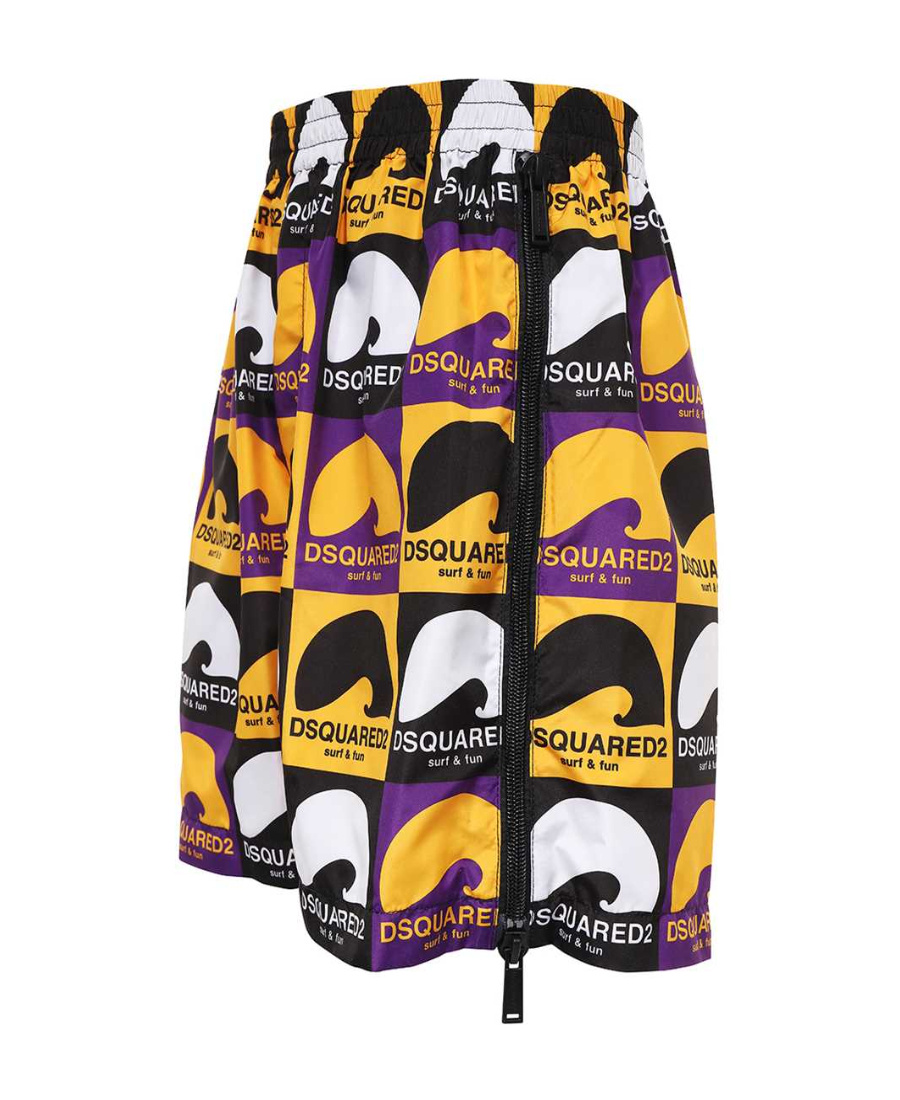 Dsquared2 Printed Techno Fabric Bermuda-shorts In Multicolor
