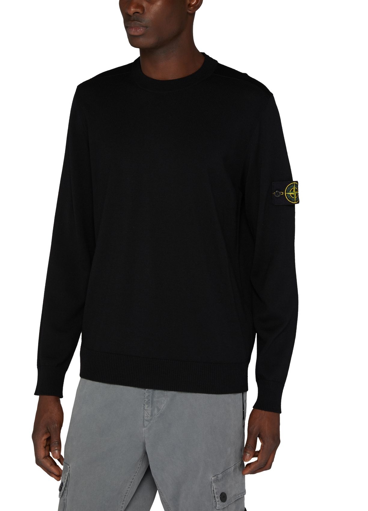 Shop Stone Island Logo Sticker Sweater In Black