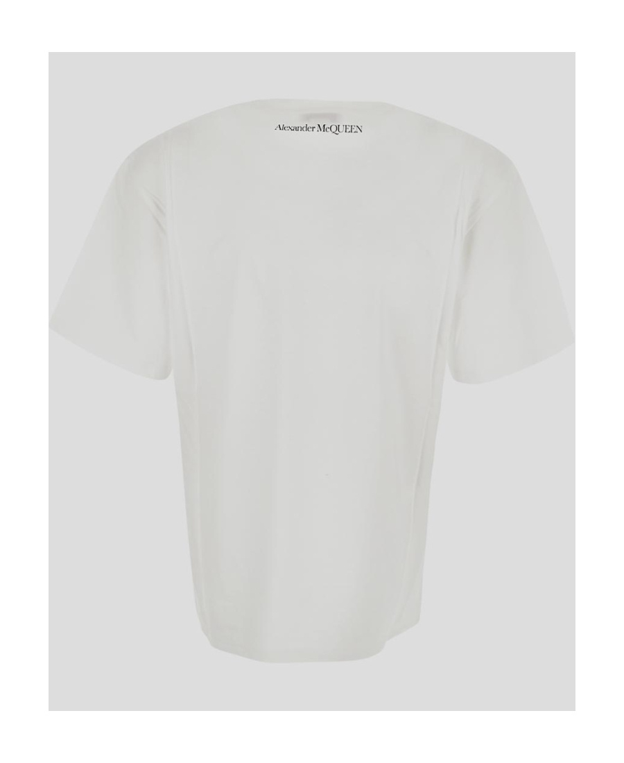 Alexander Mcqueen Abstract-print Cotton T-shirt In White
