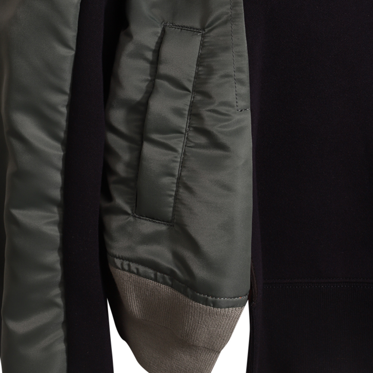 Sacai Navy And Green Cotton Sweatshirt In Black