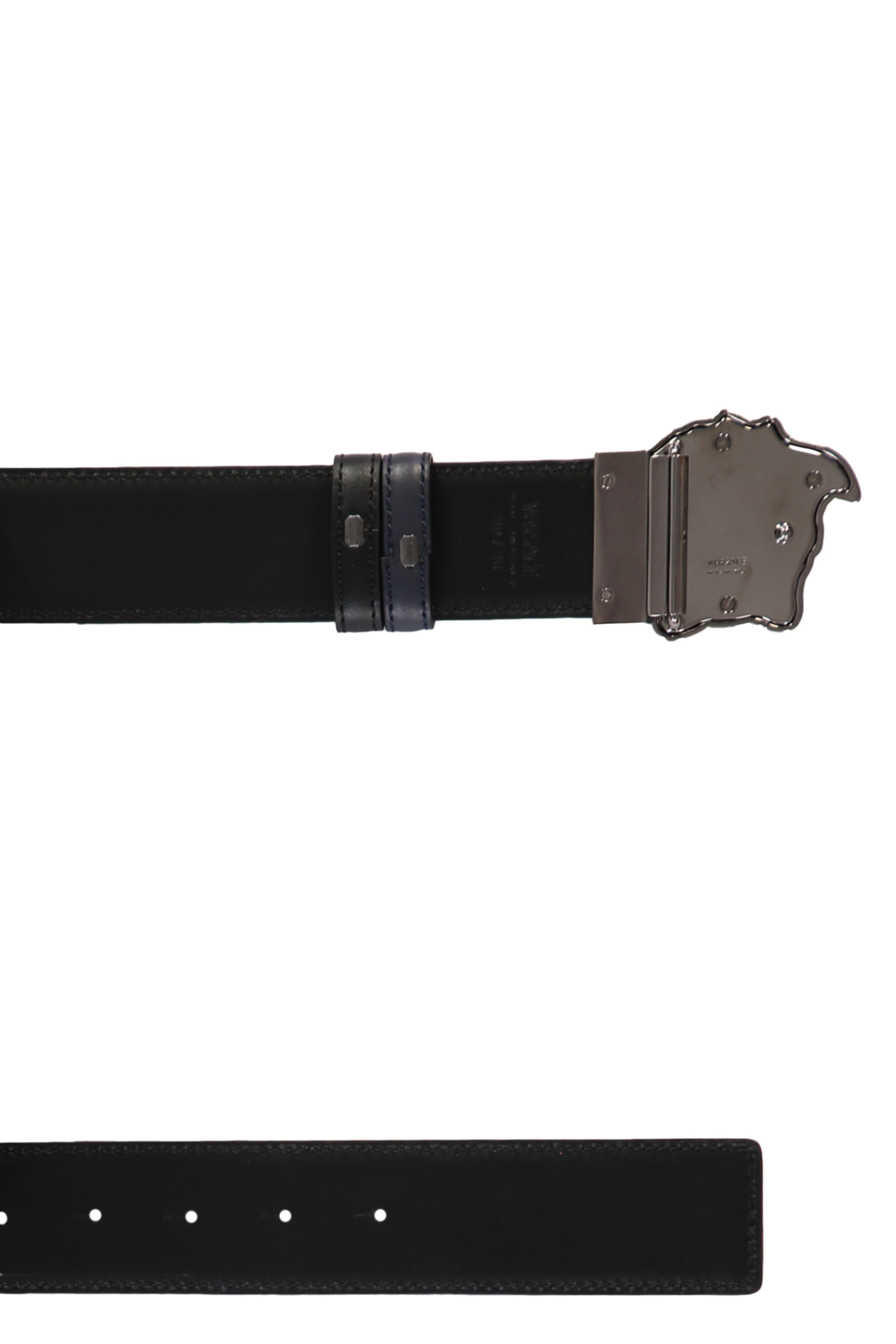 Versace Medusa Head Gold-toned Buckle Leather Belt In Black