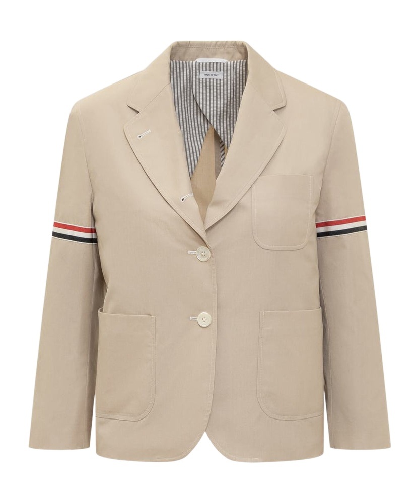 Thom Browne Cropped Sack Patch Pocket Sportcoat Blazer In Nude