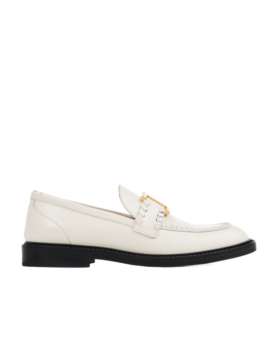 Chloé Marcie Embellished Leather Loafers In White