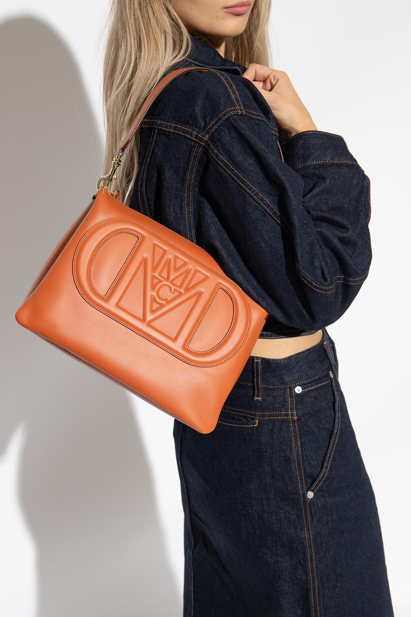 Mcm Logo Shoulder Bag In Brown