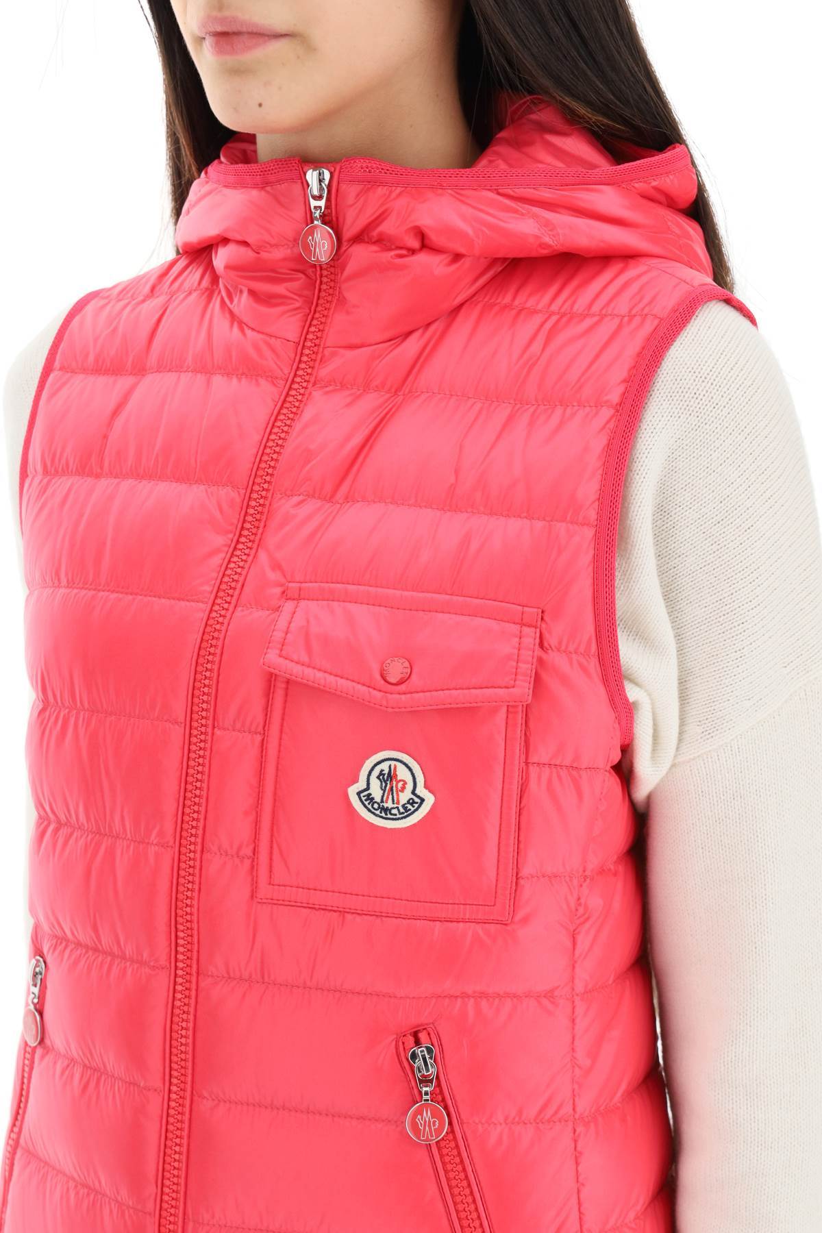 Moncler Glygos Zip-up Down Vest In Red