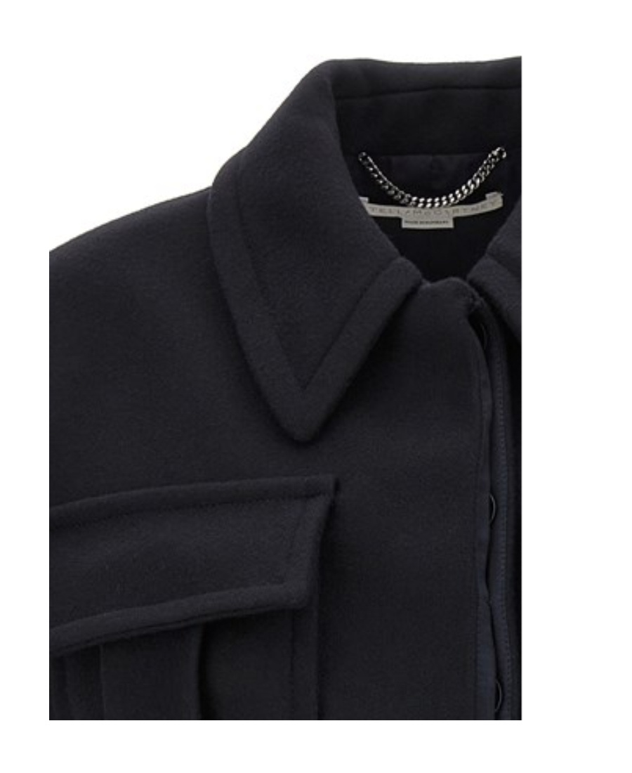 Stella Mccartney Cropped Wool Jacket With Button Closure In Black