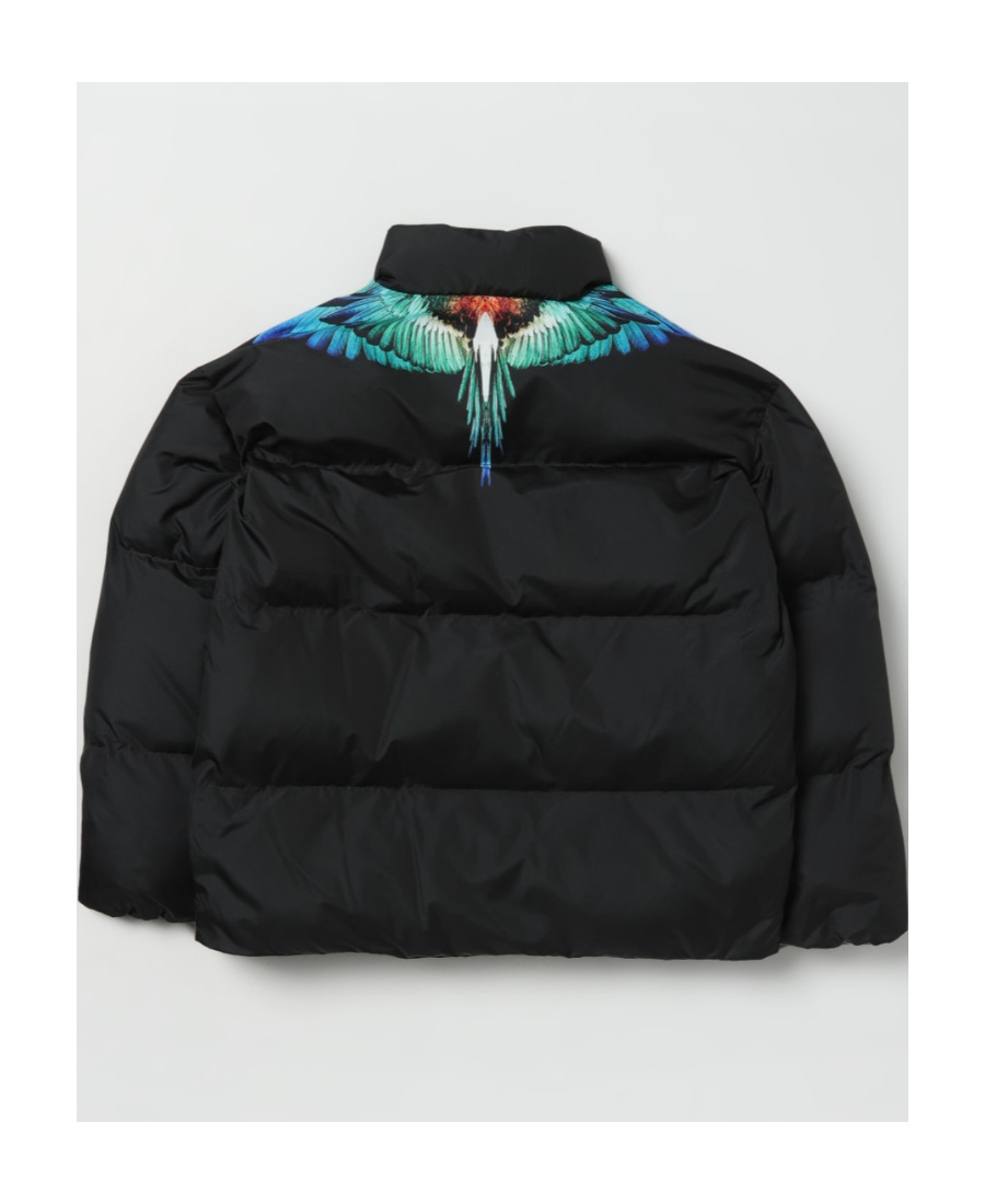 Marcelo Burlon County Of Milan Wings-print Zip-up Puffer Jacket In Black