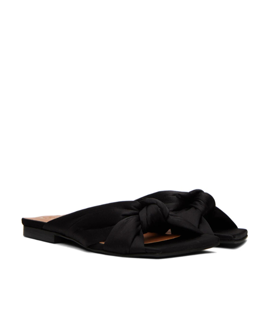 Ganni 20mm Open-toe Satin Slides In Black